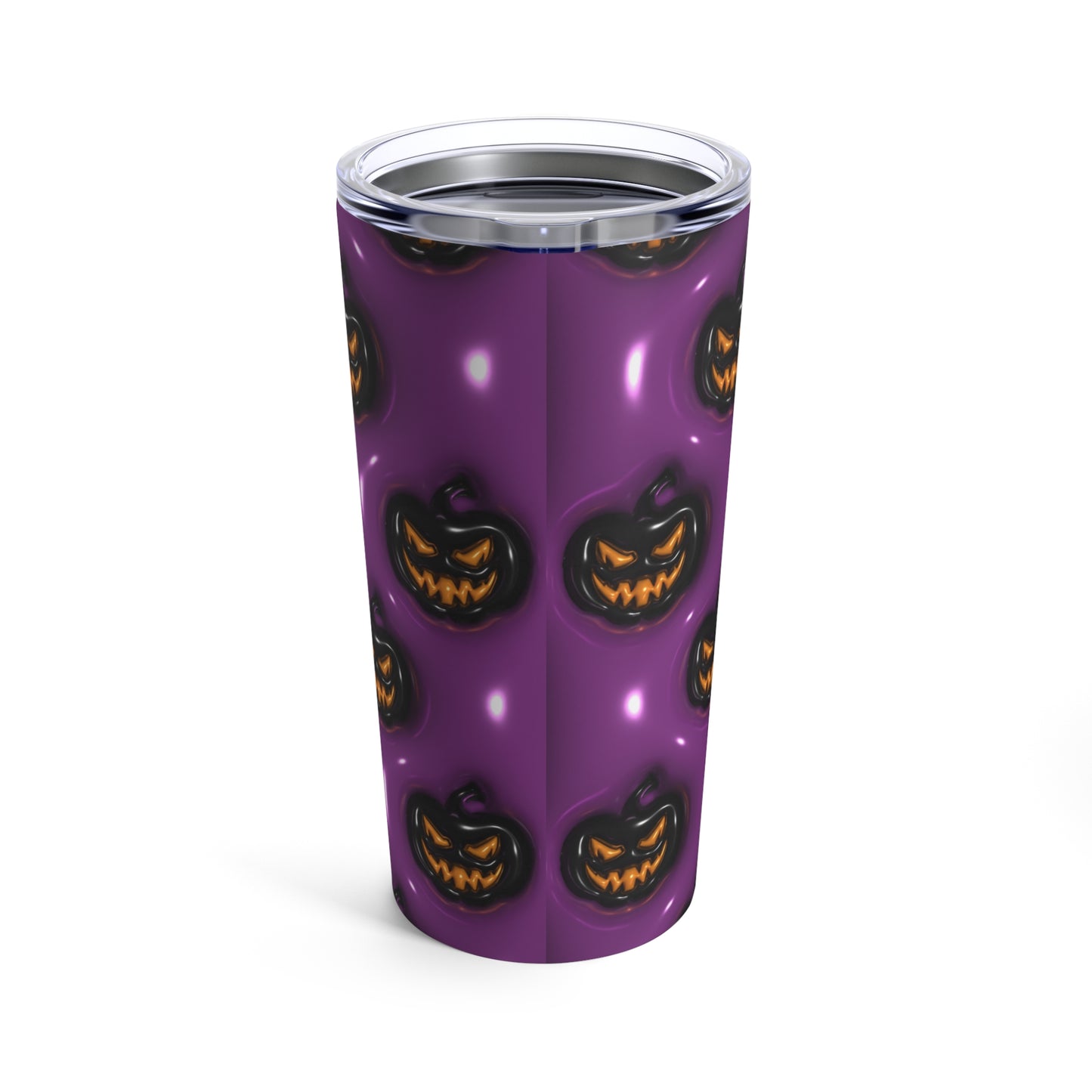 Black Halloween Pumpkins With Purple Background 3-D Puffy Halloween By Mulew Art Tumbler 20oz