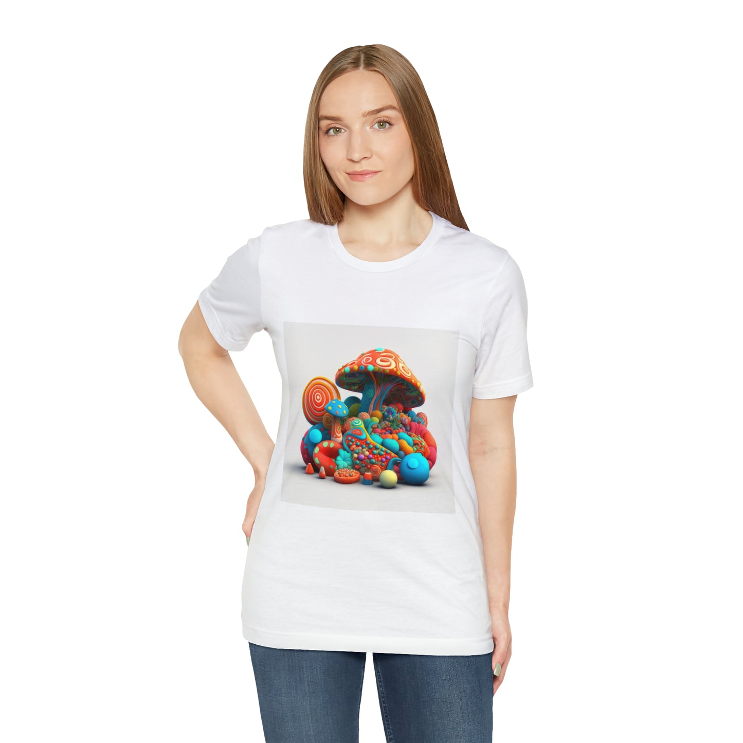 Hippie Mushroom Color Candy Style Design Style 1Unisex Jersey Short Sleeve Tee