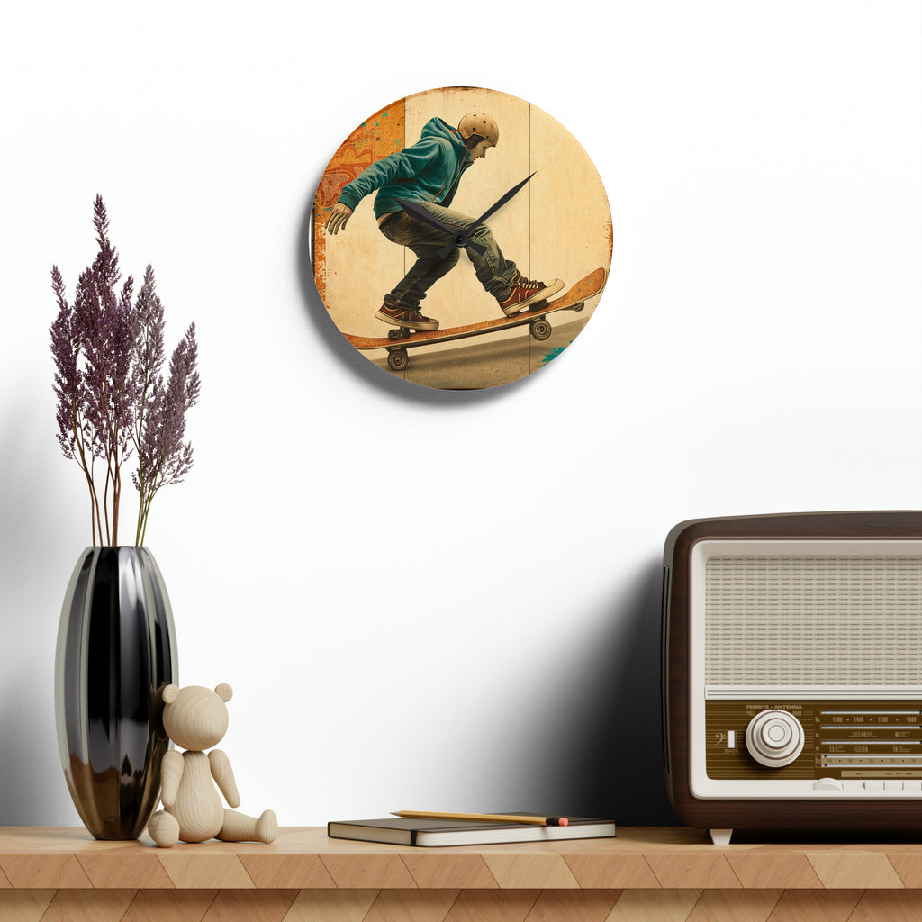 Skateboarding Anytime Style 1 Wall Clock