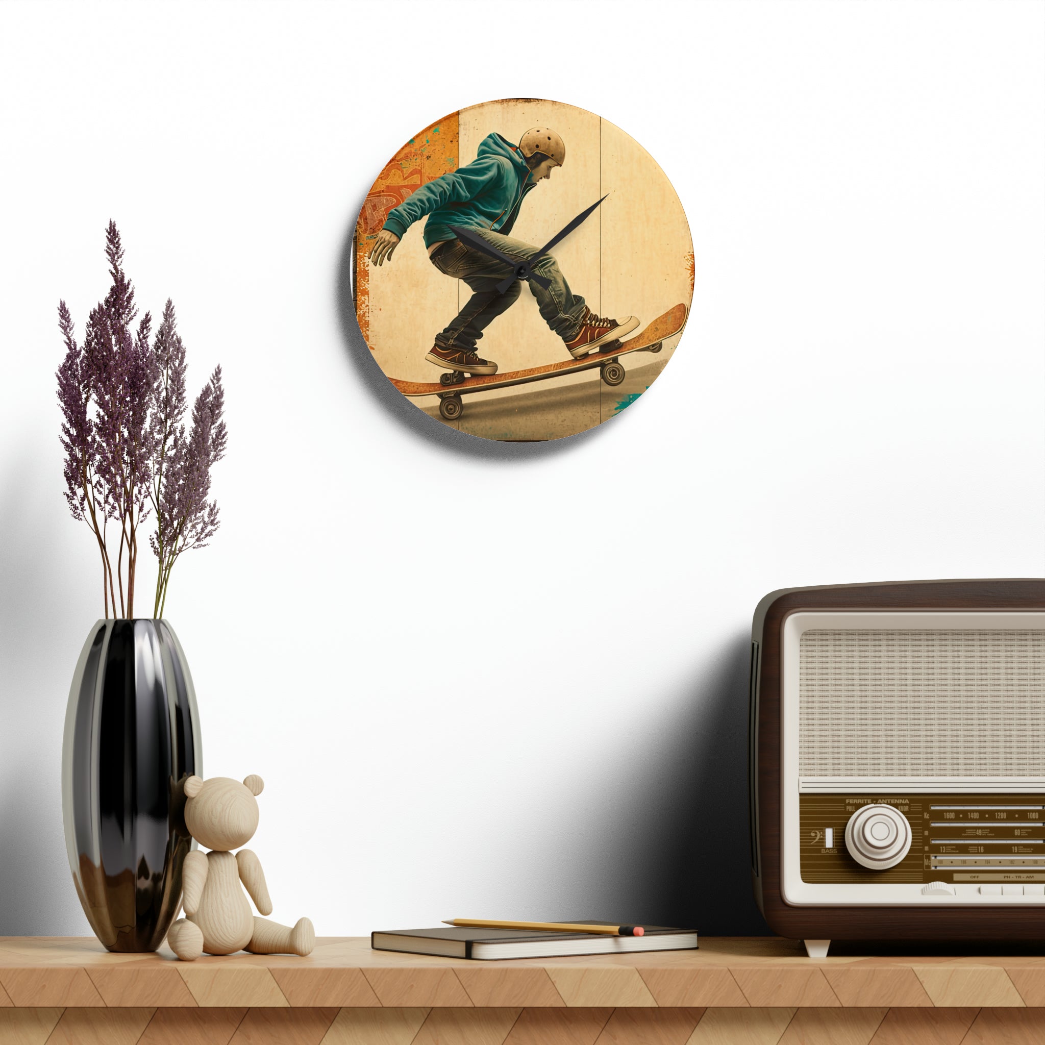 Skateboarding Anytime Style 1 Wall Clock