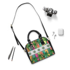 Beautiful Multicolored Pink Purple Blue 420 Weed Marijuana Leaf Shoulder Handbag