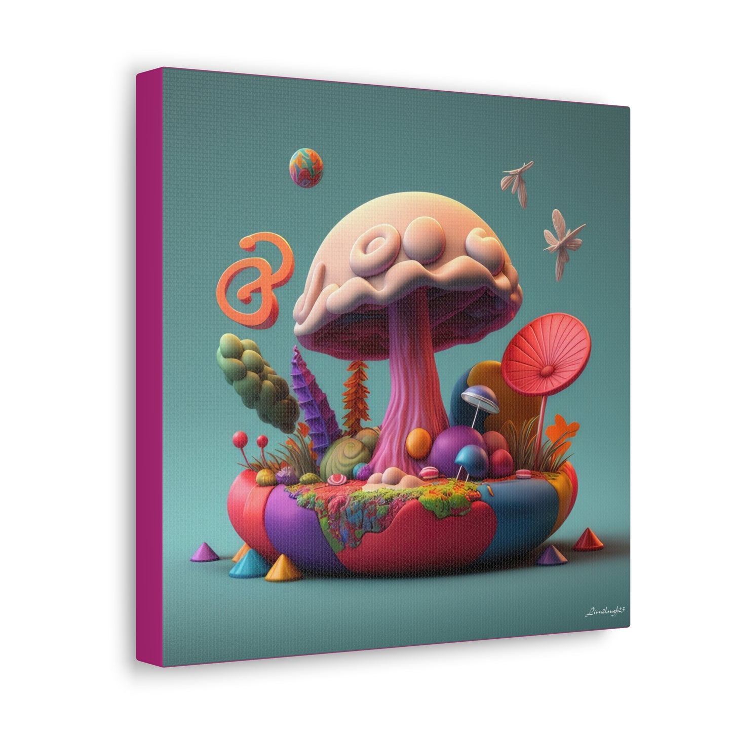 Gummy-Candy Style Mushroom Fun Bliss Cute Flowers Canvas Gallery Wraps