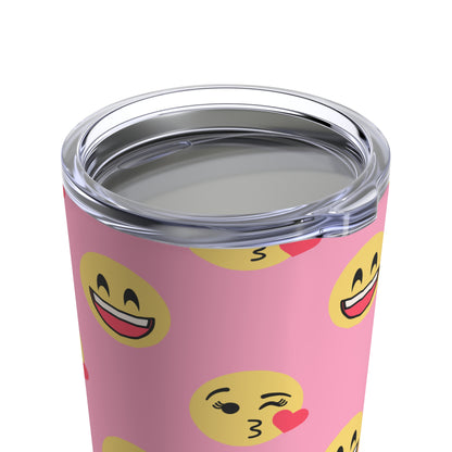 Guys And Girls Yellow Smiley Faces With Pink Background By SimiSwimStudios Tumbler 20oz