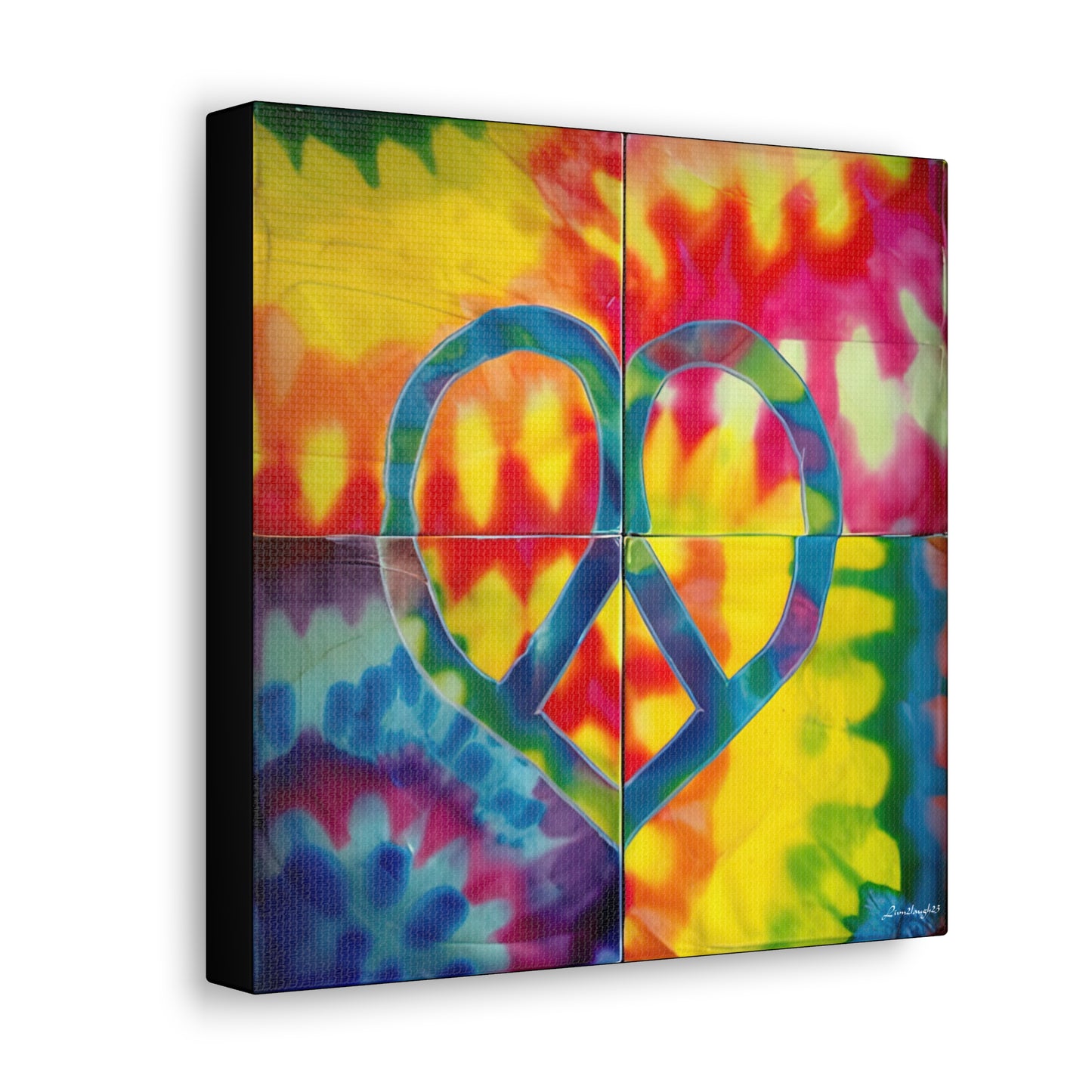 Coolio Tie Dye Hippie Heart Peace Sign Canvas Gallery Wraps