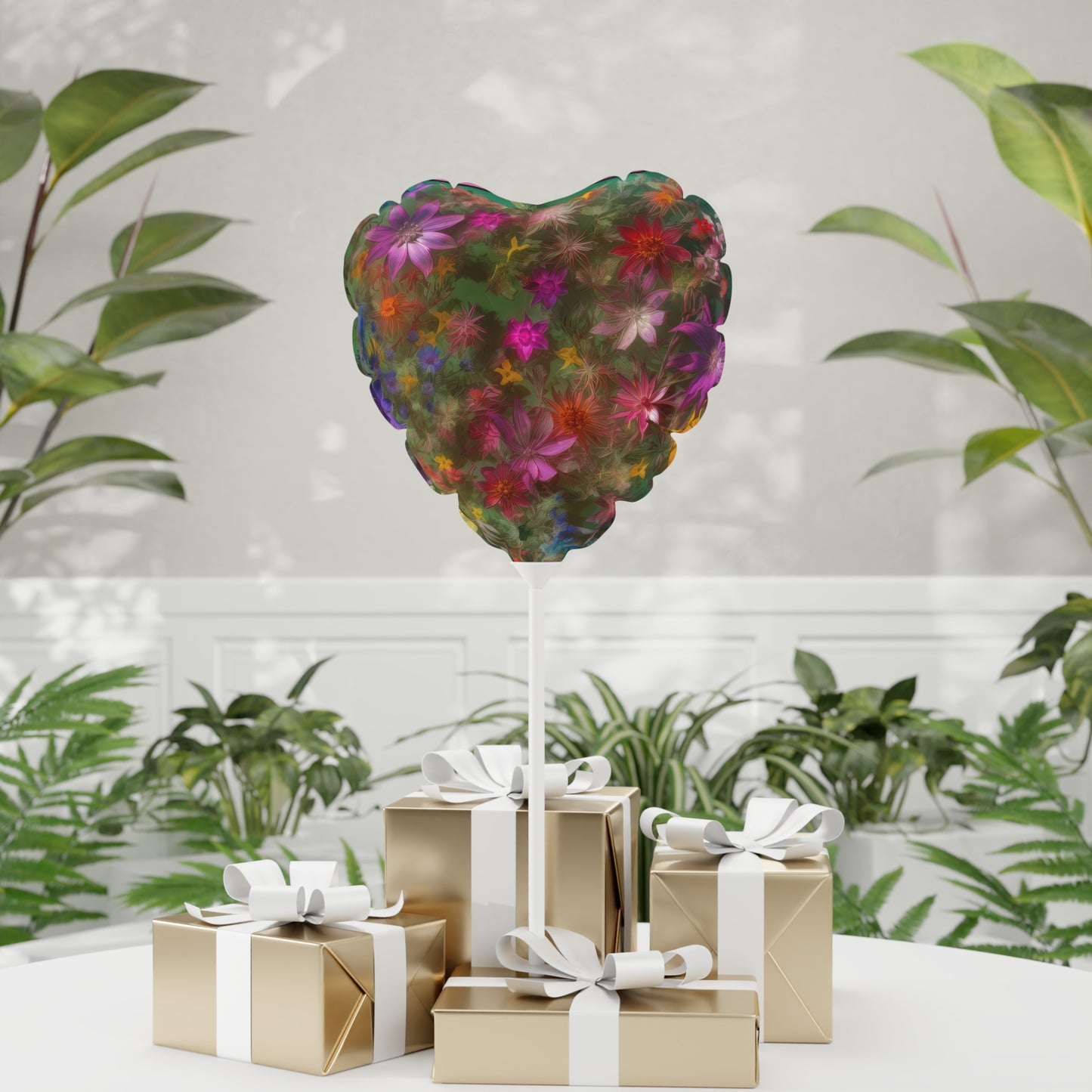 Bold & Beautiful & Metallic Wildflowers, Gorgeous floral Design, Style 3 Balloon (Round and Heart-shaped), 11"