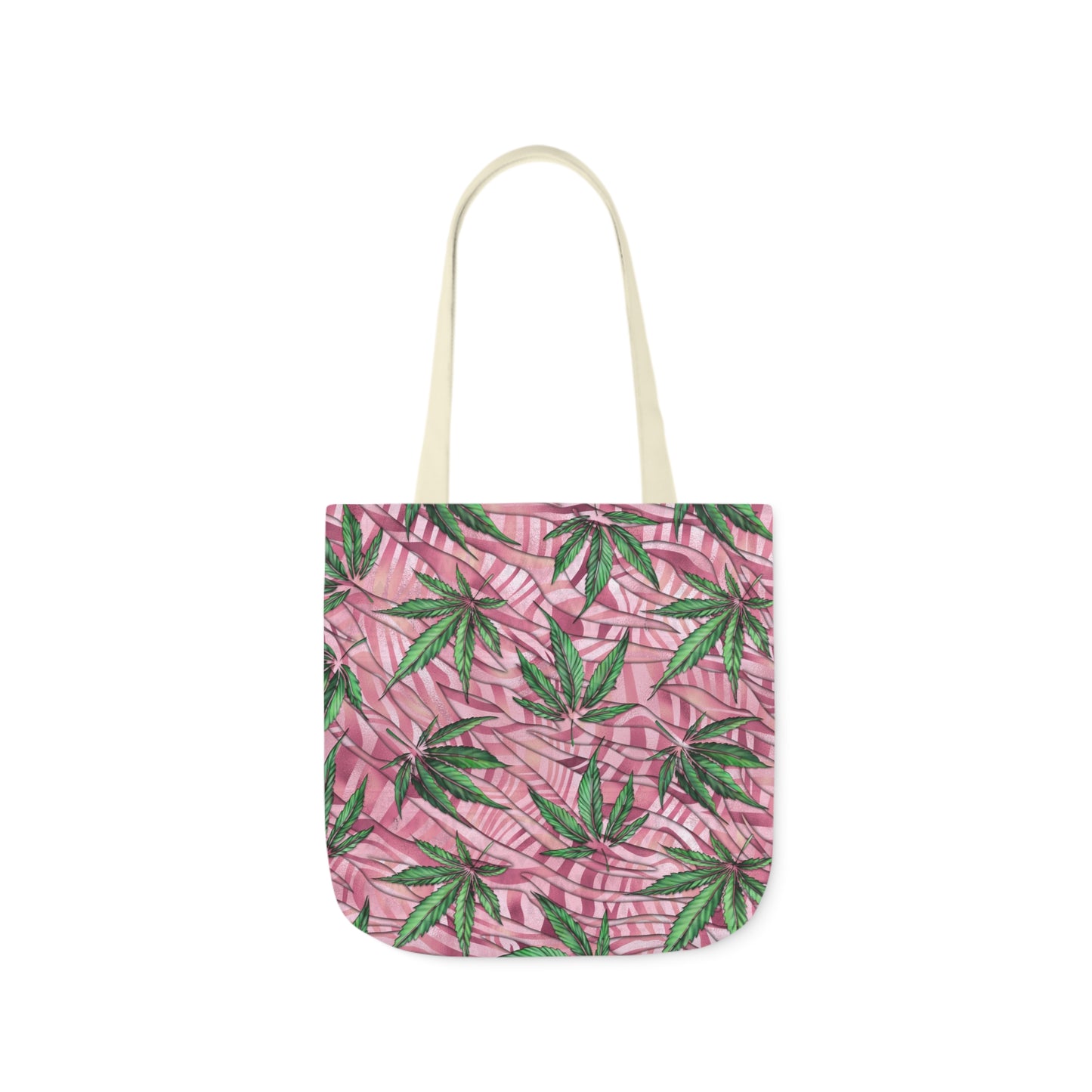 Beautifully Pink And Green Gorgeous Designed Marijuana 420 Weed Leaf Polyester Canvas Tote Bag (AOP)