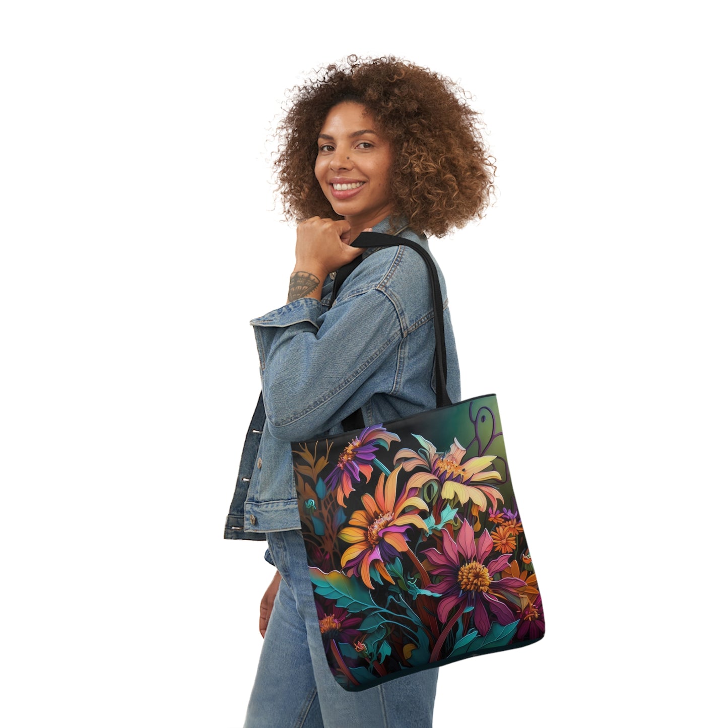 Bold And Beautiful Flowers Style Three Polyester Canvas Tote Bag (AOP)