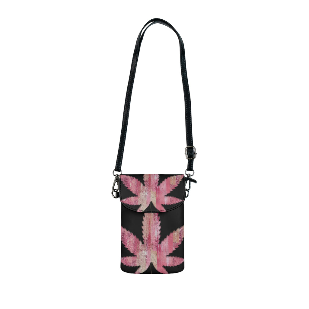 Sassy Pink 420 Marijuana Leaf With Black Background Small Cell Phone Wallet