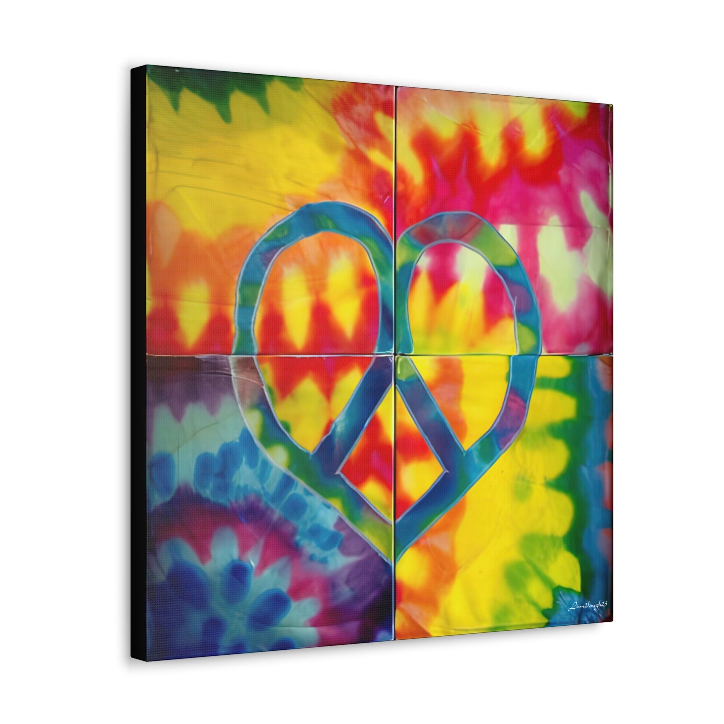 Coolio Tie Dye Hippie Heart Peace Sign Canvas Gallery Wraps