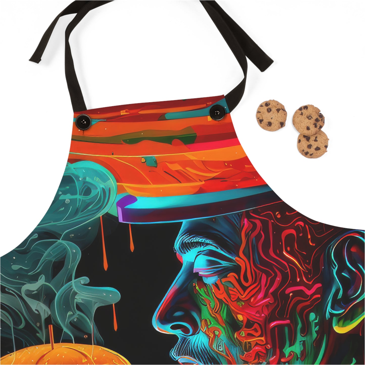 Colorful Hip Man Holding a burger Smoking Kitchen Barbecue Apron (AOP)