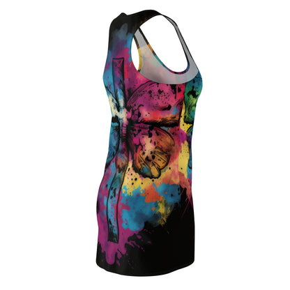 Bold And Beautiful Tie Dye Style Four Women's Cut & Sew Racerback Dress (AOP)