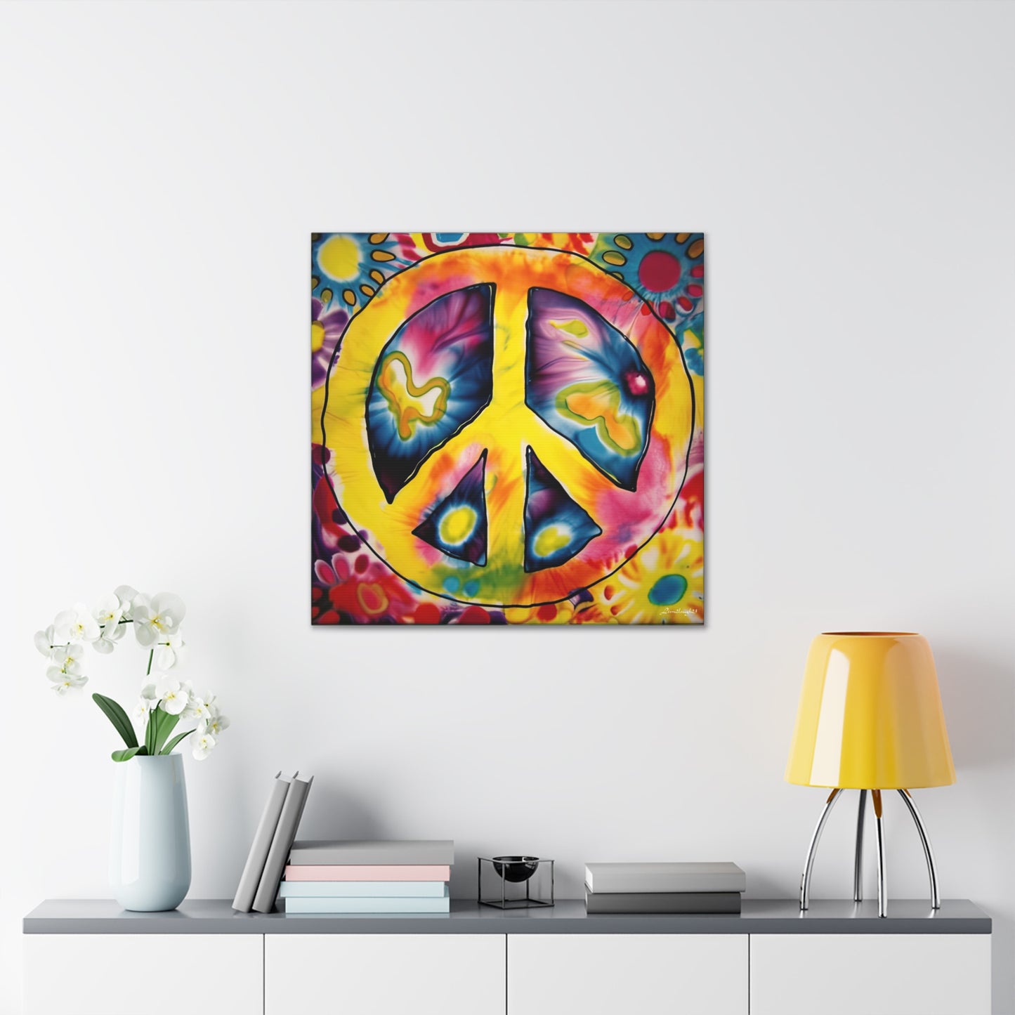 Coolio Tie Dye Hippie Peace Sign 7 Canvas Gallery Wraps