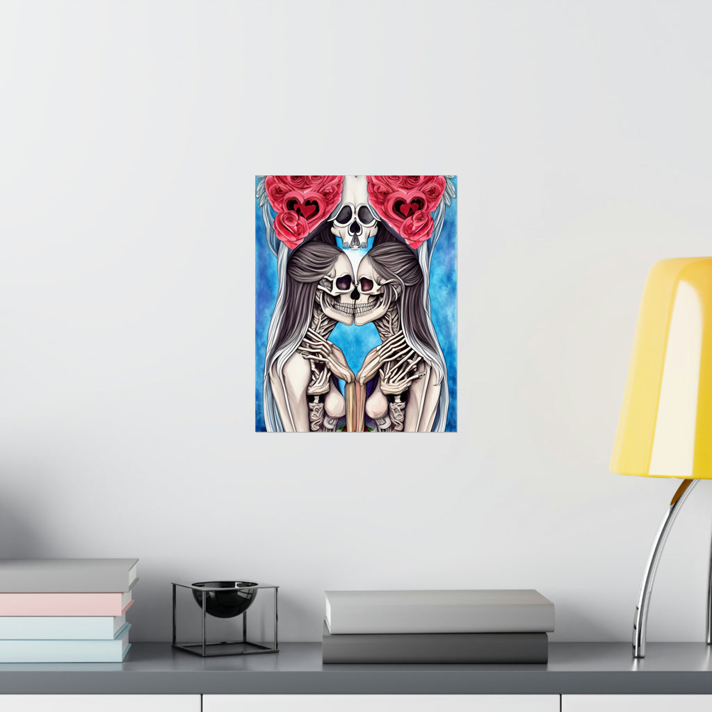 Love Shows No Time Boundaries Skulls, Image By Loewenkind Creations Premium Matte Vertical Posters