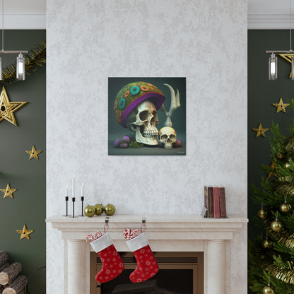 Skull With Colorful Beautifully Detailed Helmet Purple Green Orange Canvas Gallery Wraps