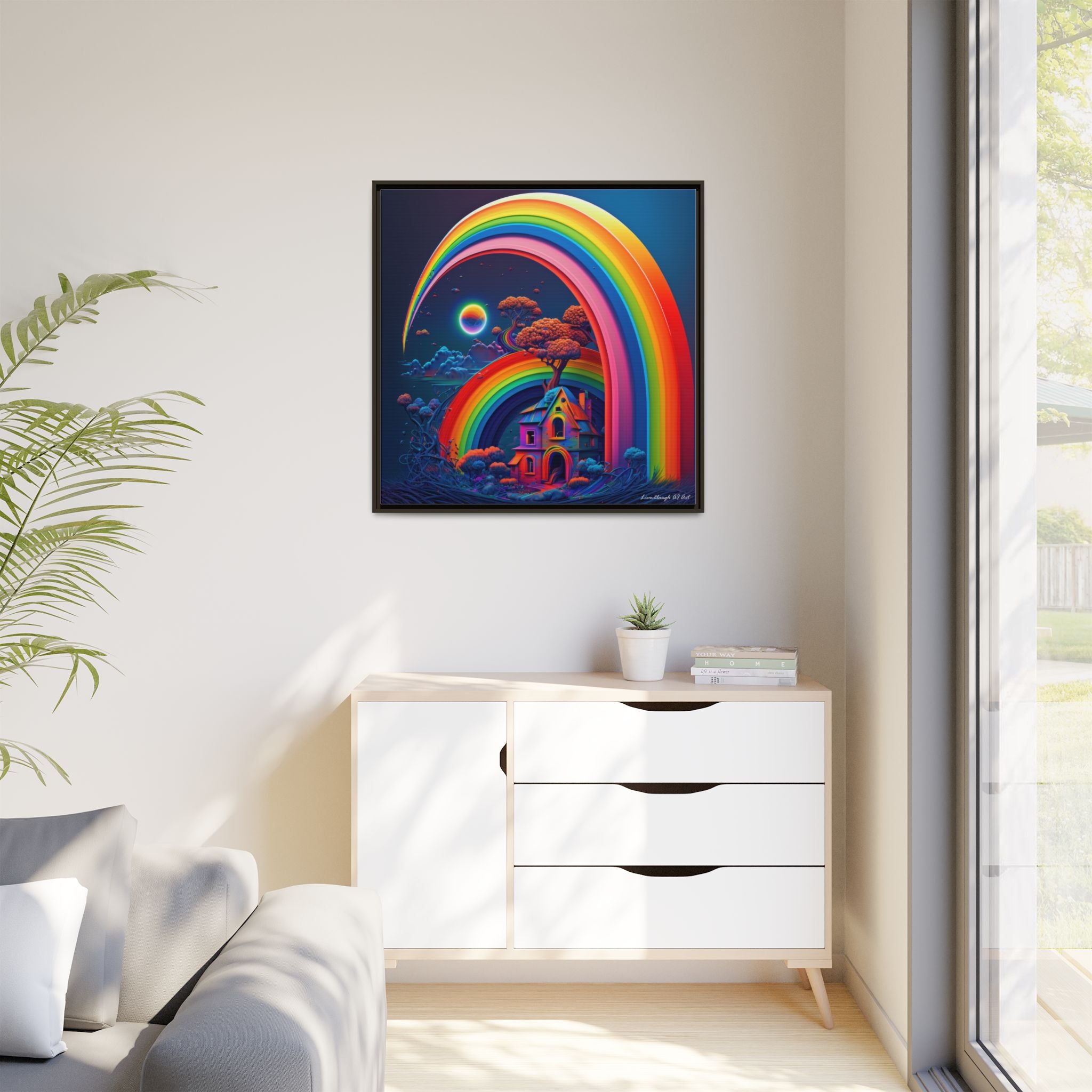 Home Beneath the Rainbow, Art Print — Colorful Modern Wall Canvas