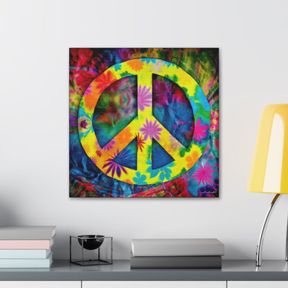 Coolio Tie Dye Hippie Peace Sign 3 Canvas Gallery Wraps