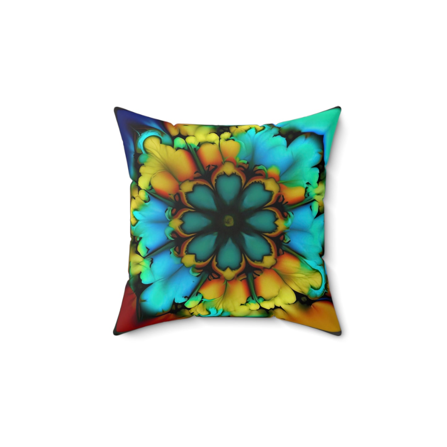 Bold And Beautiful Tie Dye B 3 Blue Yellow Spun Polyester Square Pillow