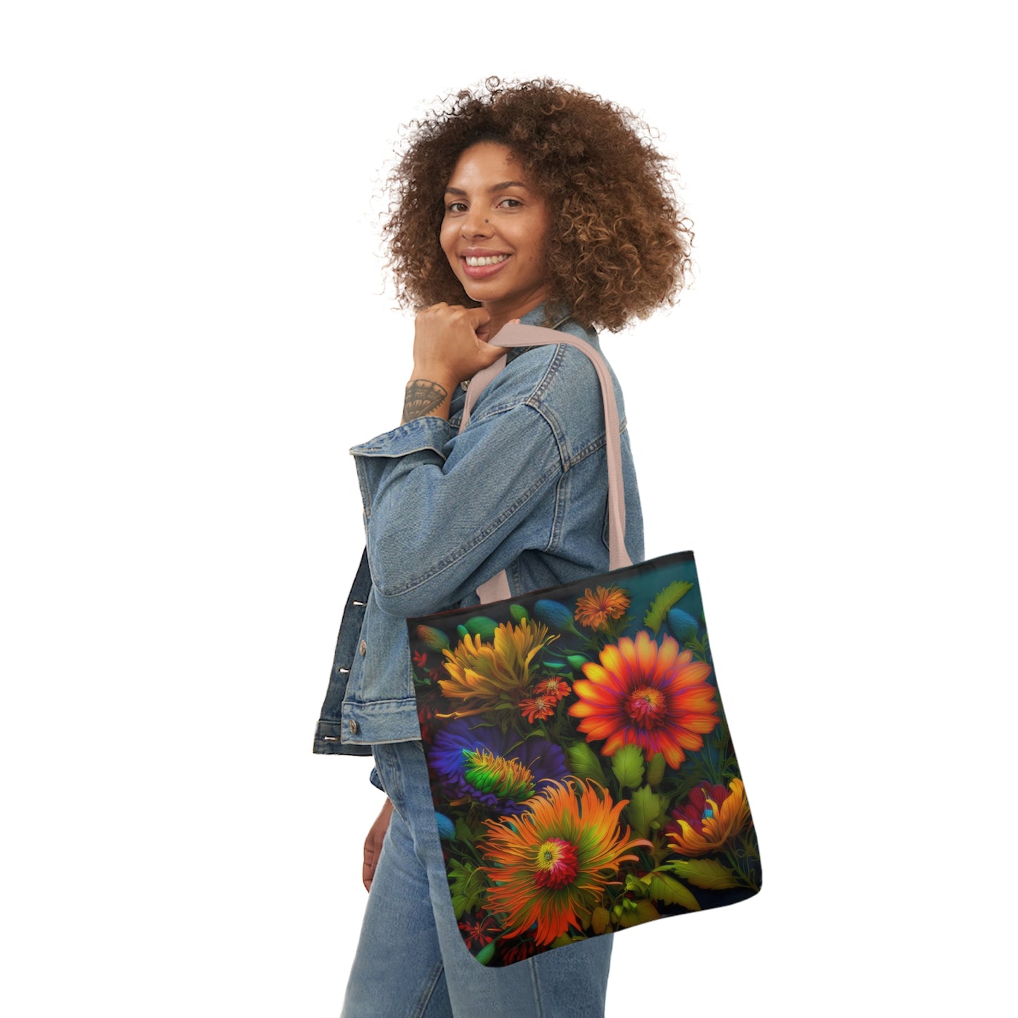 Bold And Beautiful Flowers Style One Polyester Canvas Tote Bag (AOP)