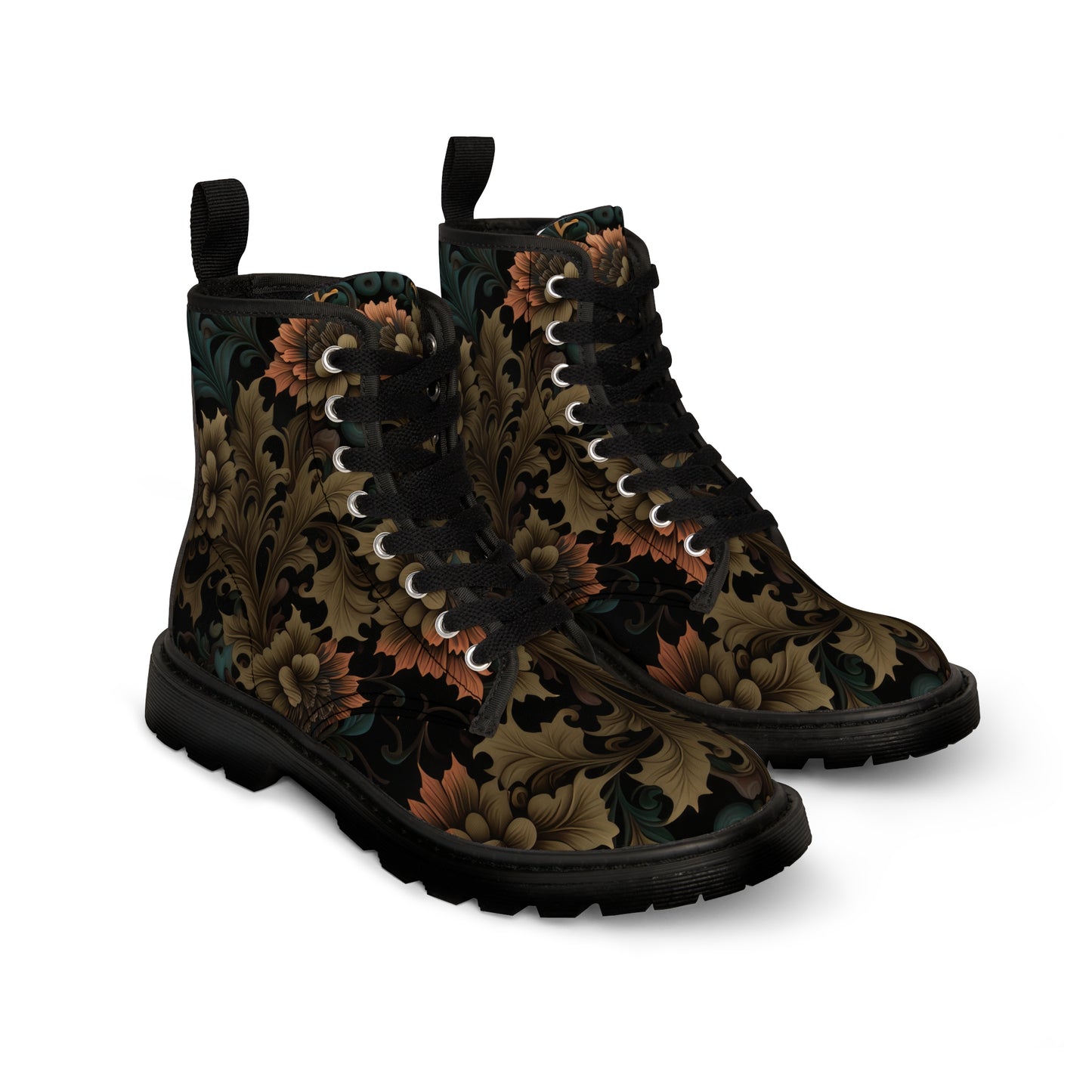 Gothic Bold & Beautiful flower floral Style 7 Women's Canvas Boots