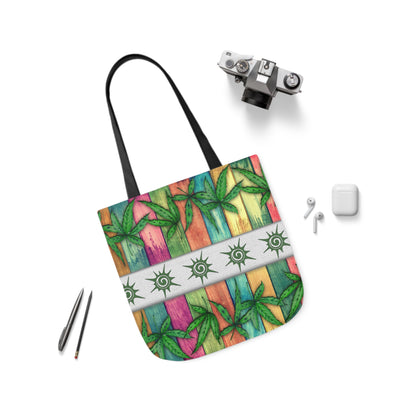 Beautiful Multicolored Pink Purple Blue 420 Weed Marijuana Leaf Polyester Canvas Tote Bag (AOP)