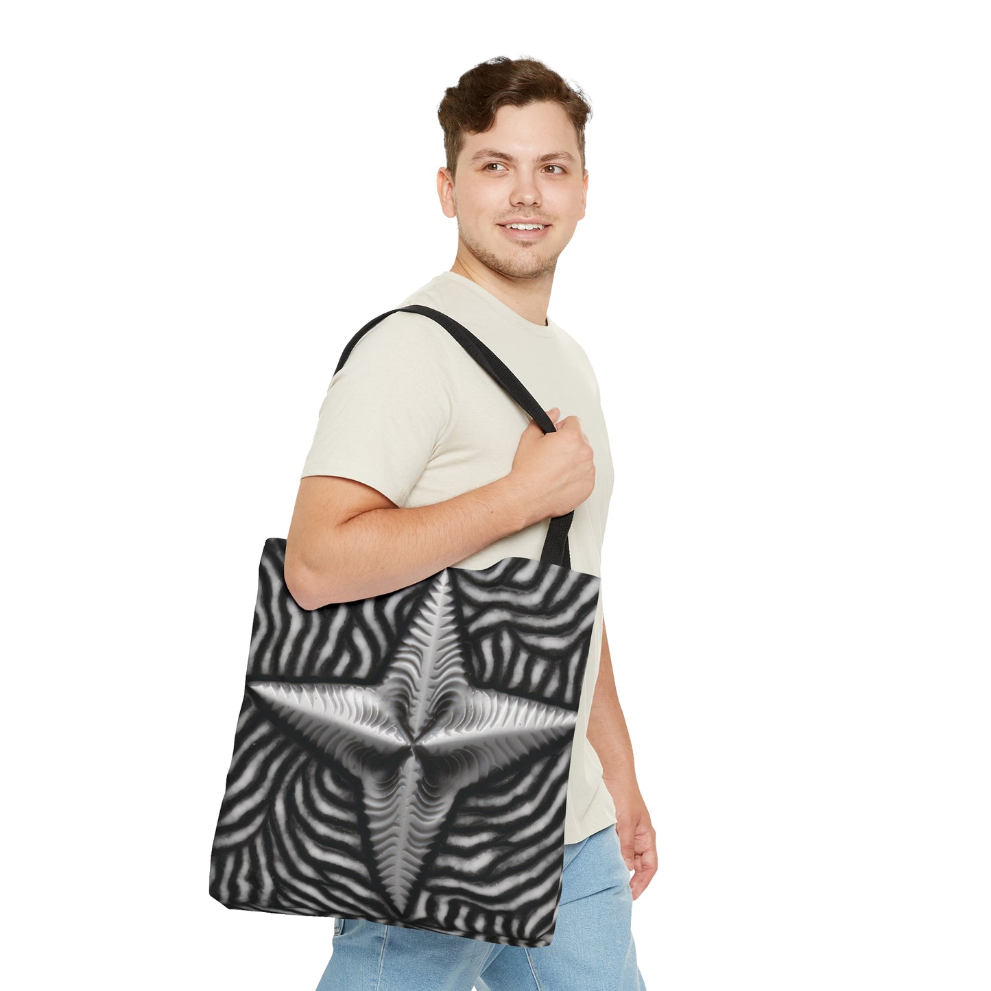 Beautiful Stars Abstract Star Style Black And White Tote Bag (AOP)