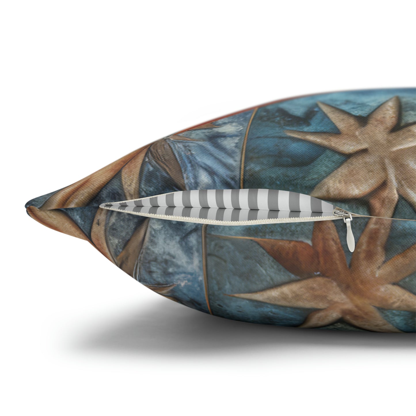 Beautiful Stars Abstract Star Style Orange, White And Blue Spun Polyester Square Pillow Case