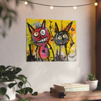 Abstract Multi Colored Cats With Yellow Background By DaFlowerChild Aluminum Composite Panels