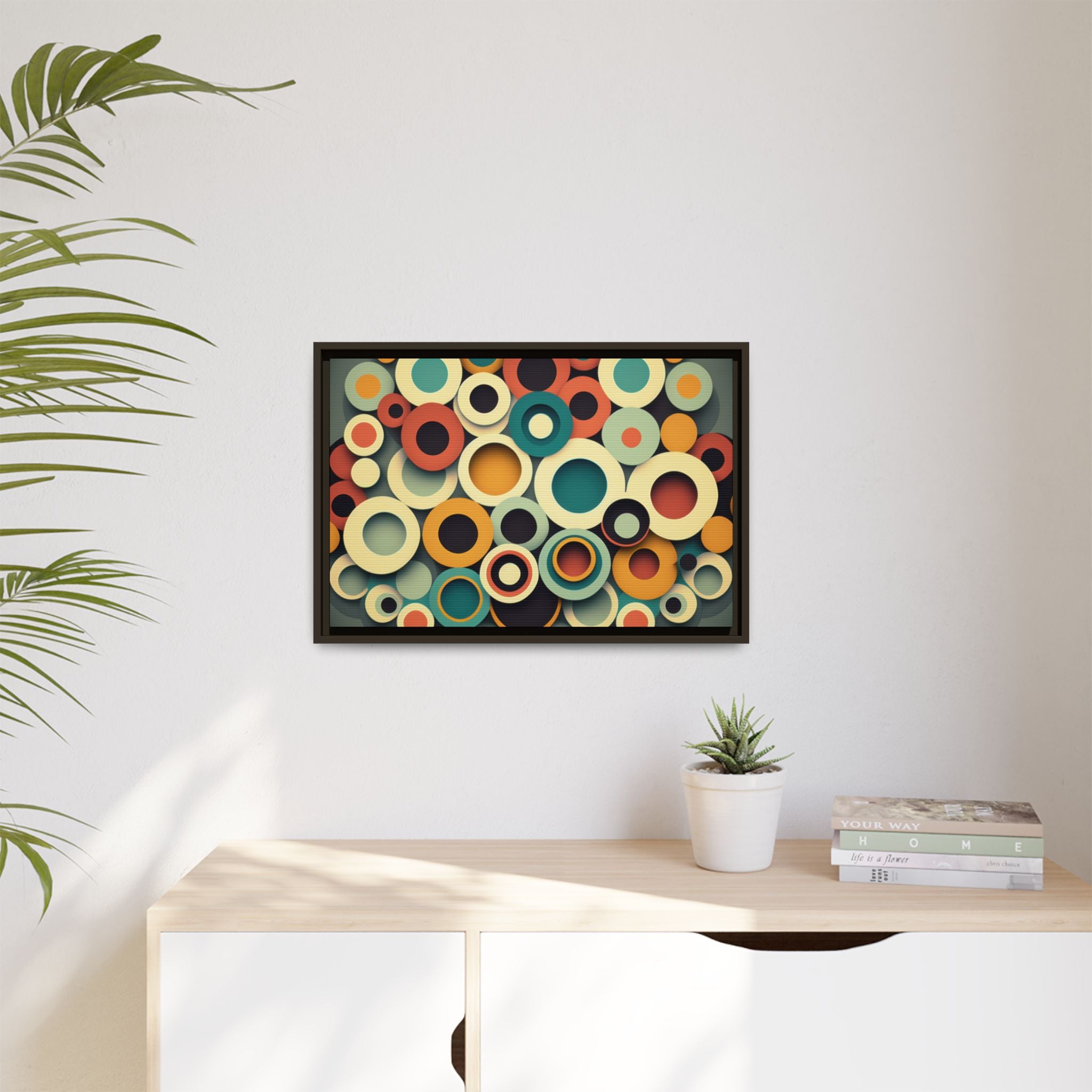 Gathered Circles, Matte Canvas, Framed (Multi-color)