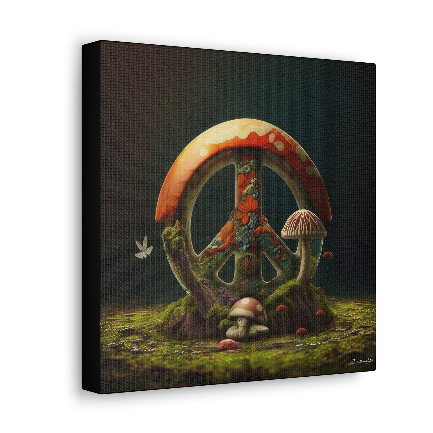 Beautiful Forest Round Peace Sign 6 Canvas Gallery Wraps