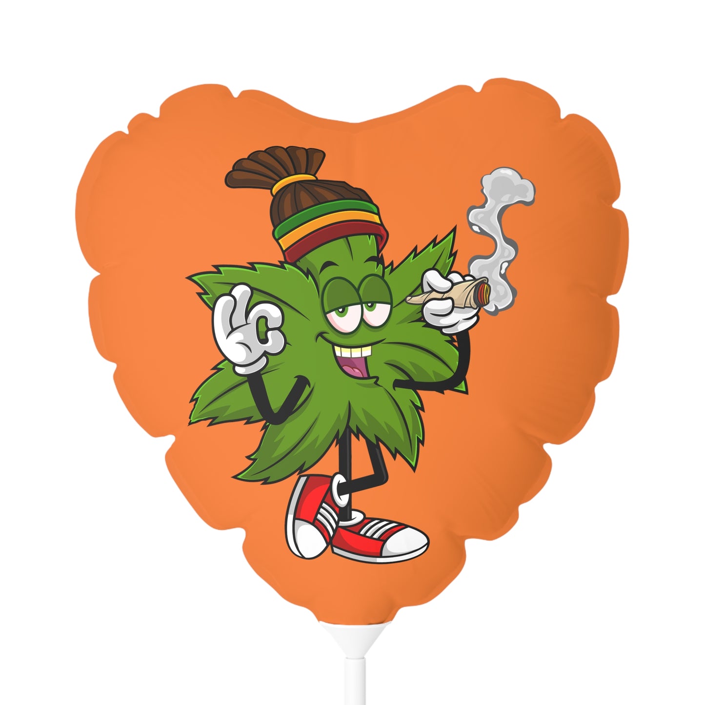 Marijuana Reggae Pot Leaf Man Smoking A Joint With Red Sneakers Style One, Orange Balloon (Round and Heart-shaped), 11"