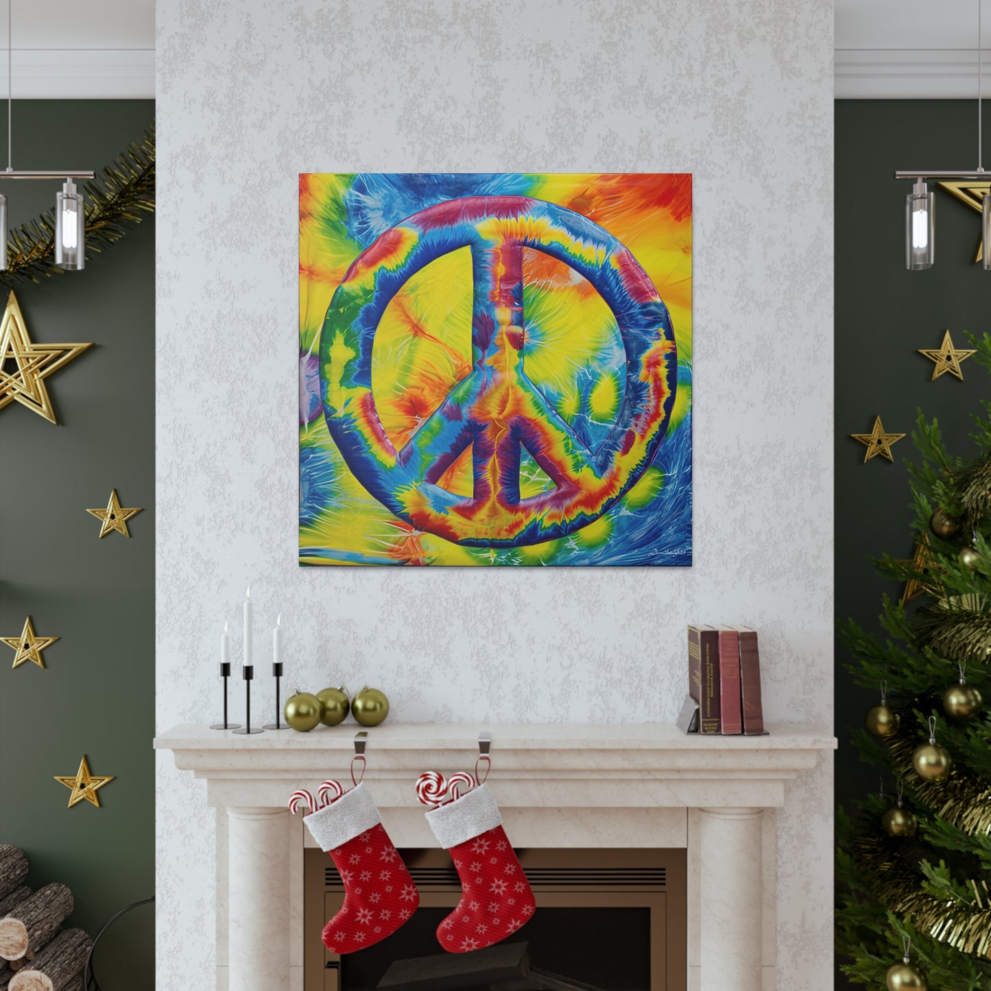 Coolio Tie Dye Hippie Peace Sign 4 Canvas Gallery Wraps