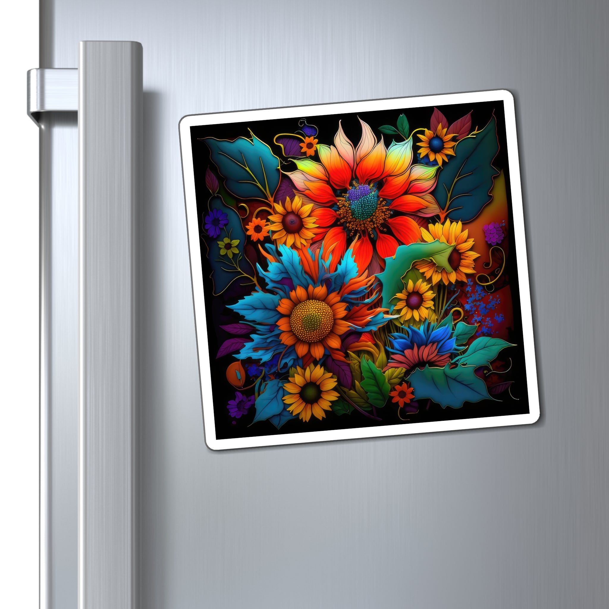 Bold And Beautiful Purple Blue And Orange Assortment of Blue Frame Magnets