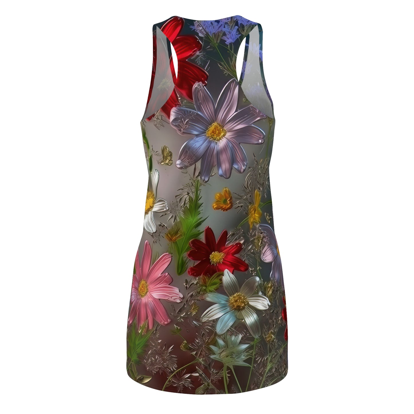 Bold & Beautiful & Metallic Wildflowers, Gorgeous floral Design, Style 6 Women's Cut & Sew Racerback Dress (AOP)