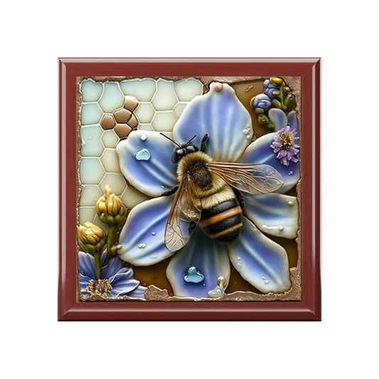 Honeycomb With Beautiful flower And Bee Jewelry Box