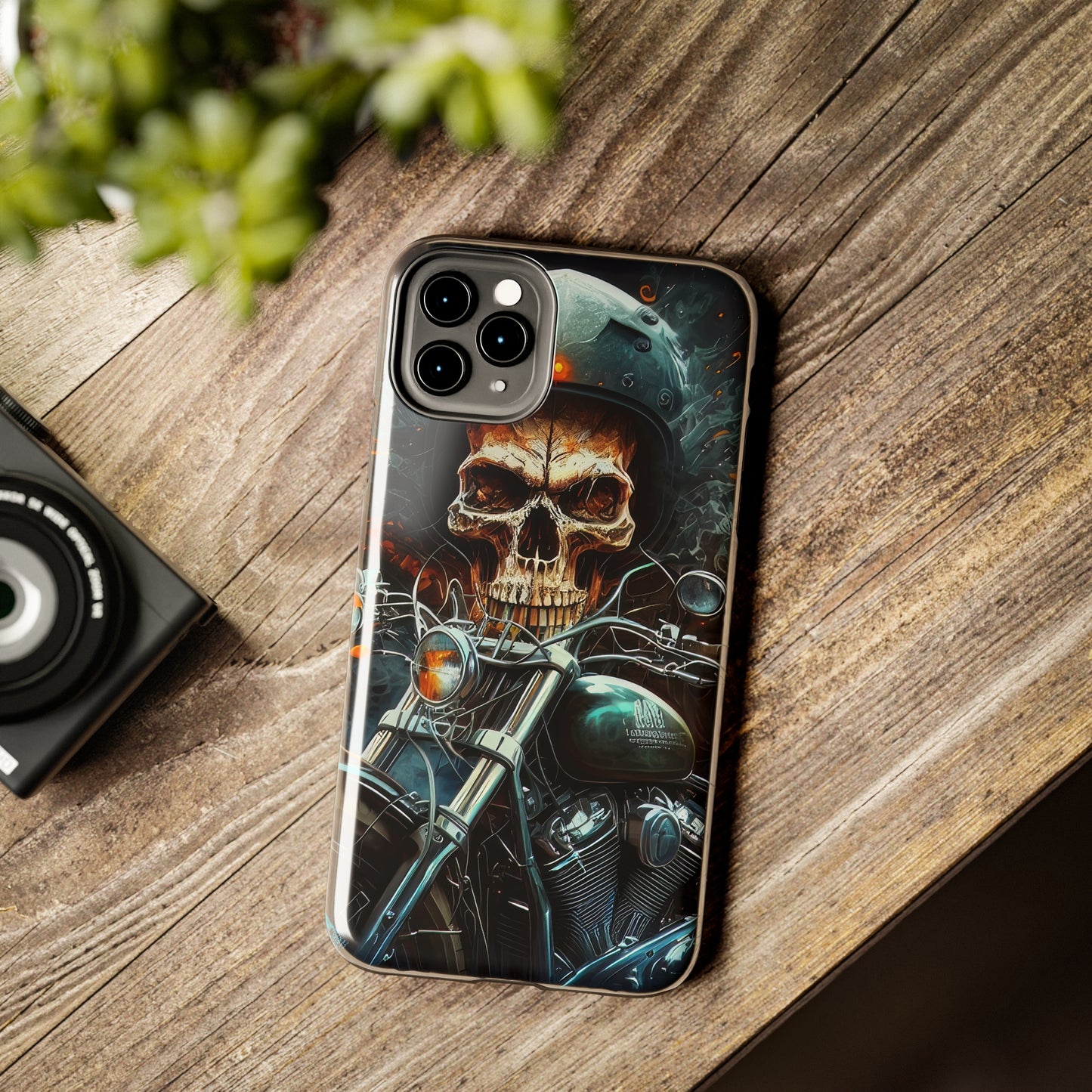 Skull Motorcycle Rider, Ready to Tear Up Road On Beautiful Bike 9 Tough Phone Cases