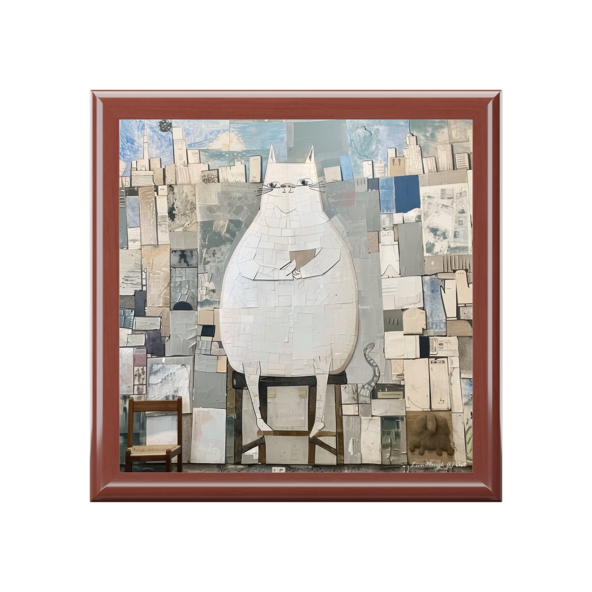 The Scholarly Cat in a Patchwork City, Jewelry- Stash- Collection Box