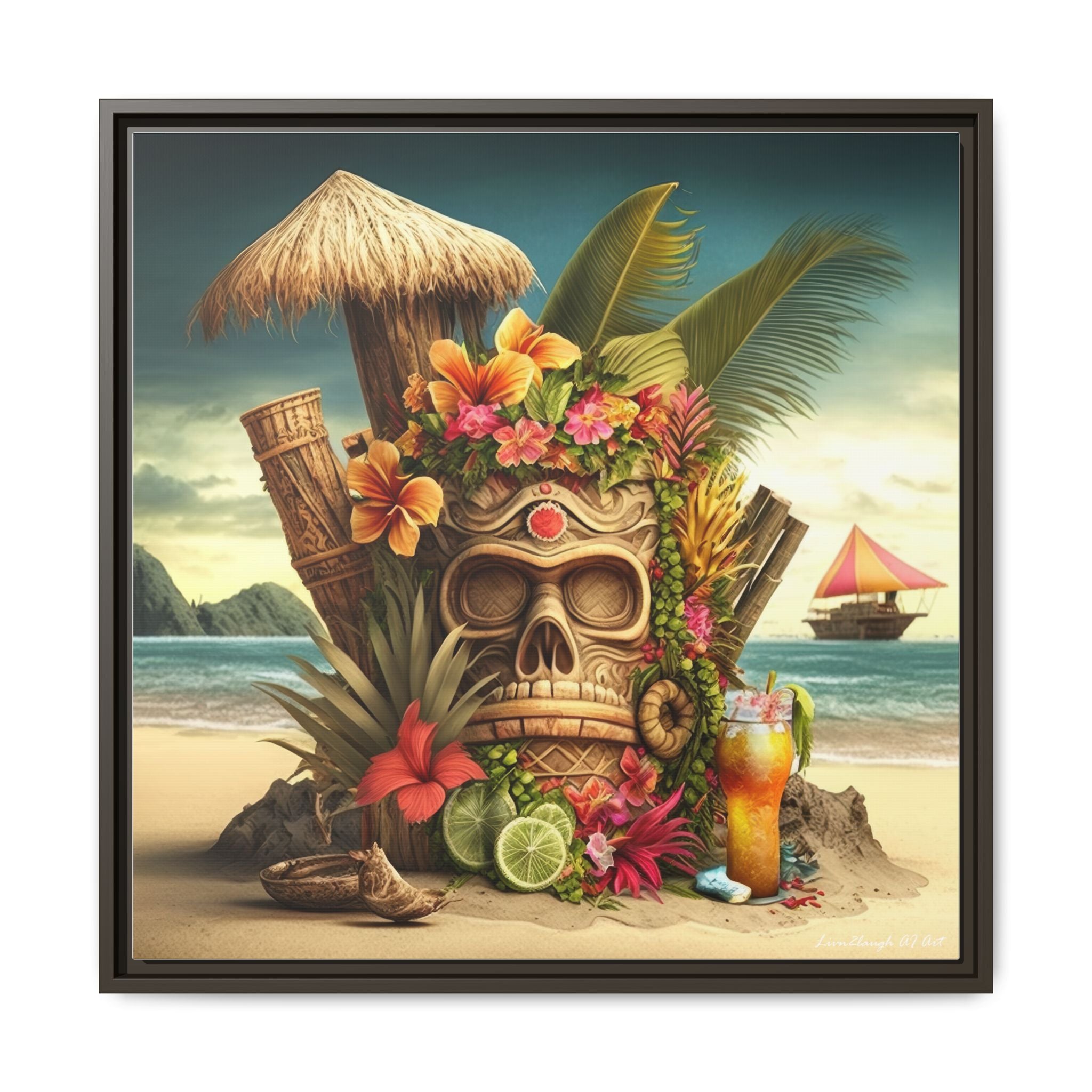 Tiki Dreams by the Shore, Art Print — Colorful Modern Wall Canvas