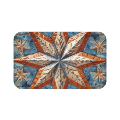 Beautiful Stars Abstract Star Style Orange, White And Blue Bath Mat