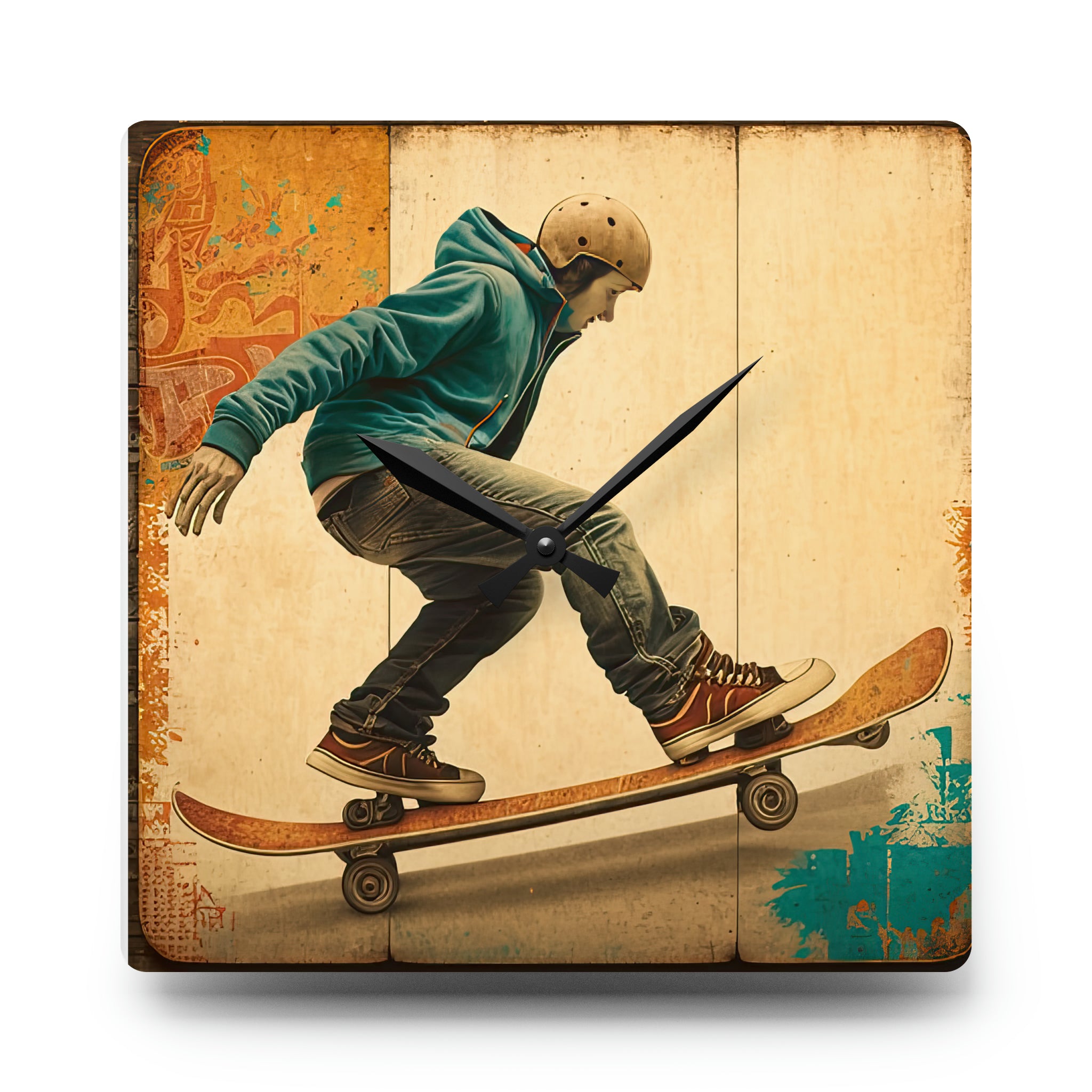 Skateboarding Anytime Style 1 Wall Clock