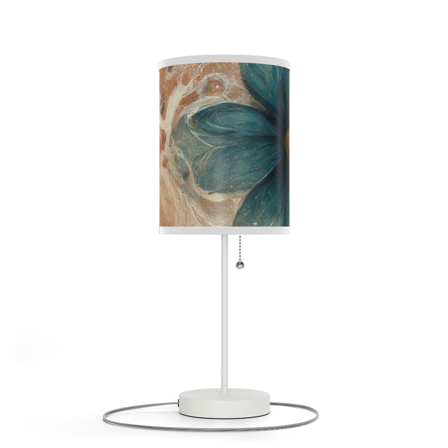 Bold And Beautiful White, Grey And Blue Floral Style 2 Lamp on a Stand, US|CA plug