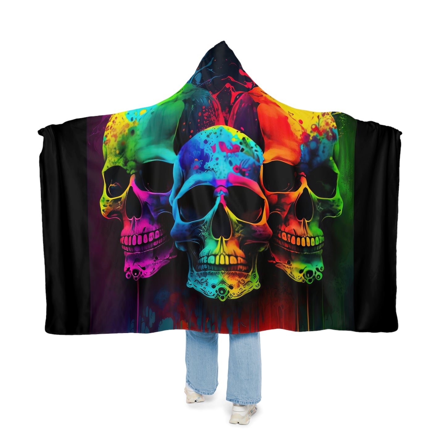 Tie Dye 3 Skulls Heads Style One Snuggle Blanket