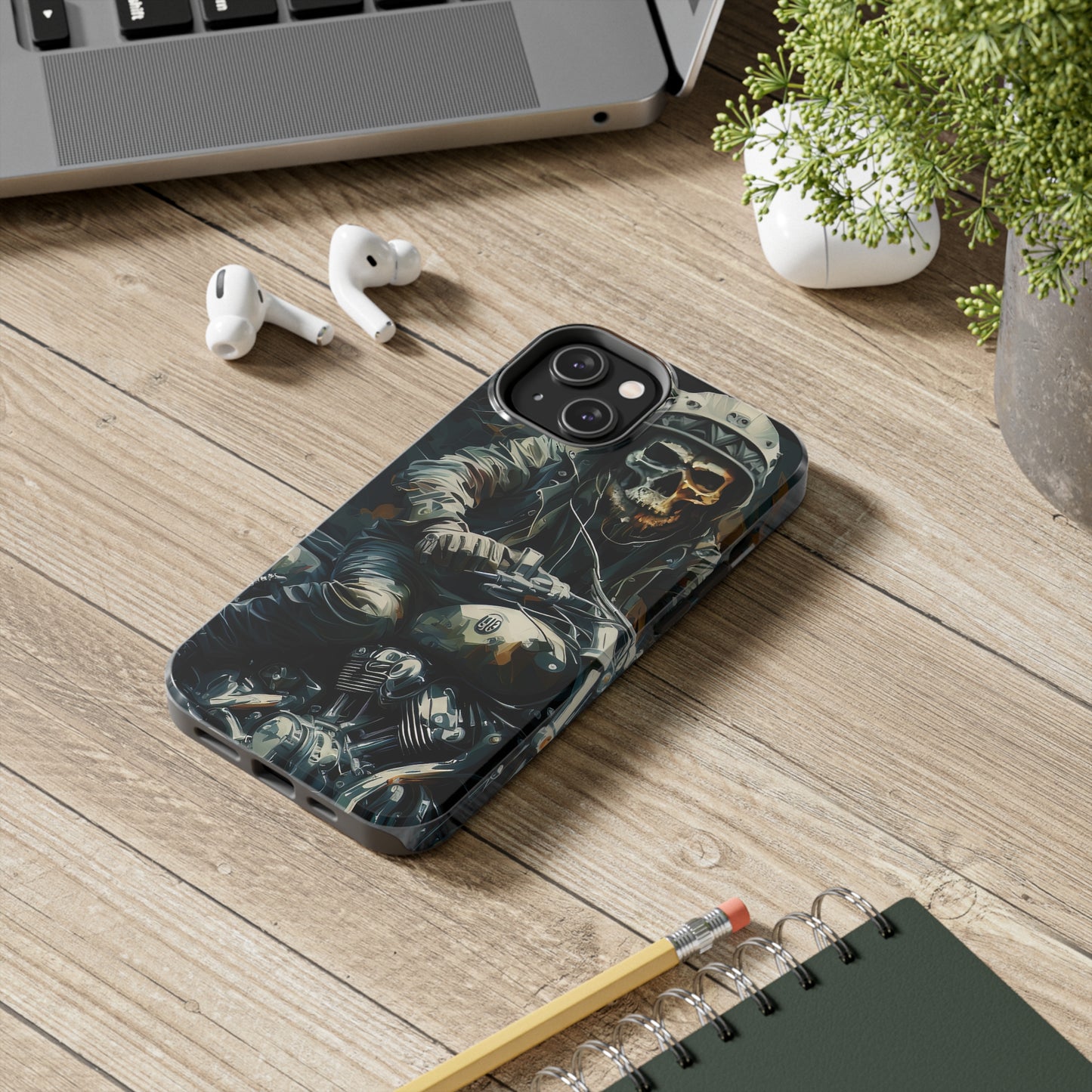 Skull Motorcycle Rider, Ready to Tear Up Road On Beautiful Bike Tough Phone Cases