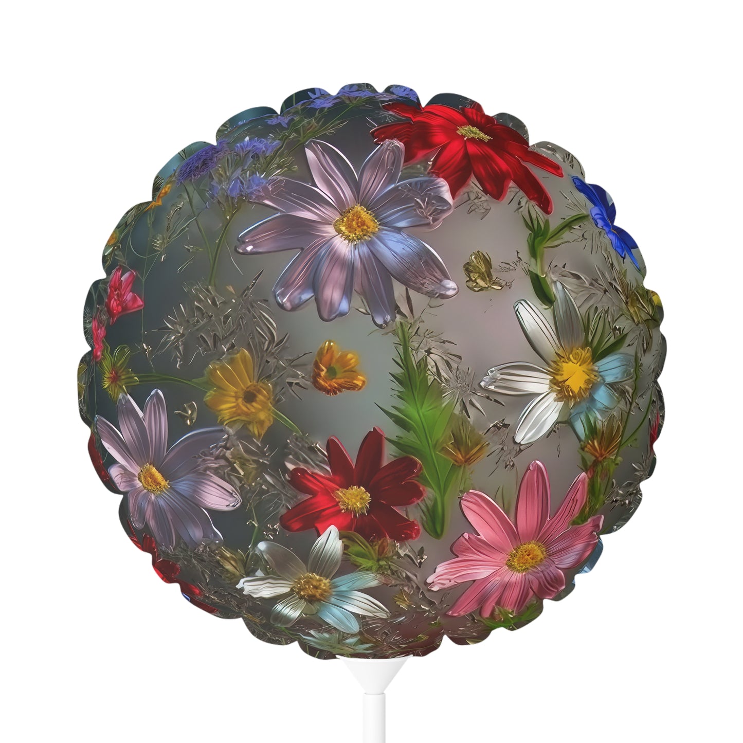 Bold & Beautiful & Metallic Wildflowers, Gorgeous floral Design, Style 6 Balloon (Round and Heart-shaped), 11"