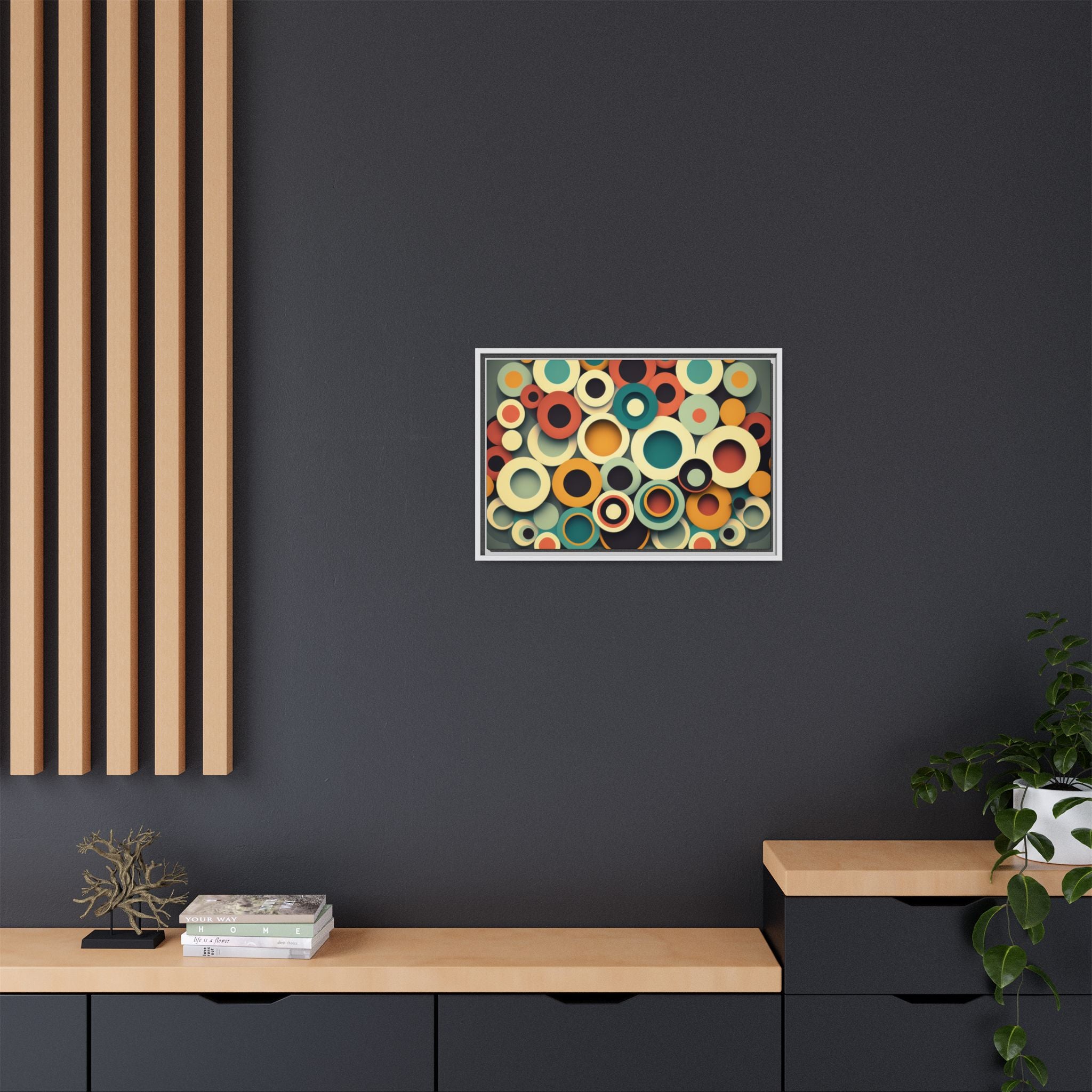 Gathered Circles, Matte Canvas, Framed (Multi-color)