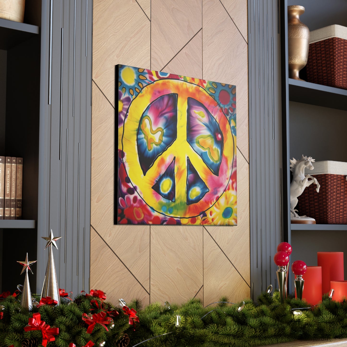 Coolio Tie Dye Hippie Peace Sign 7 Canvas Gallery Wraps