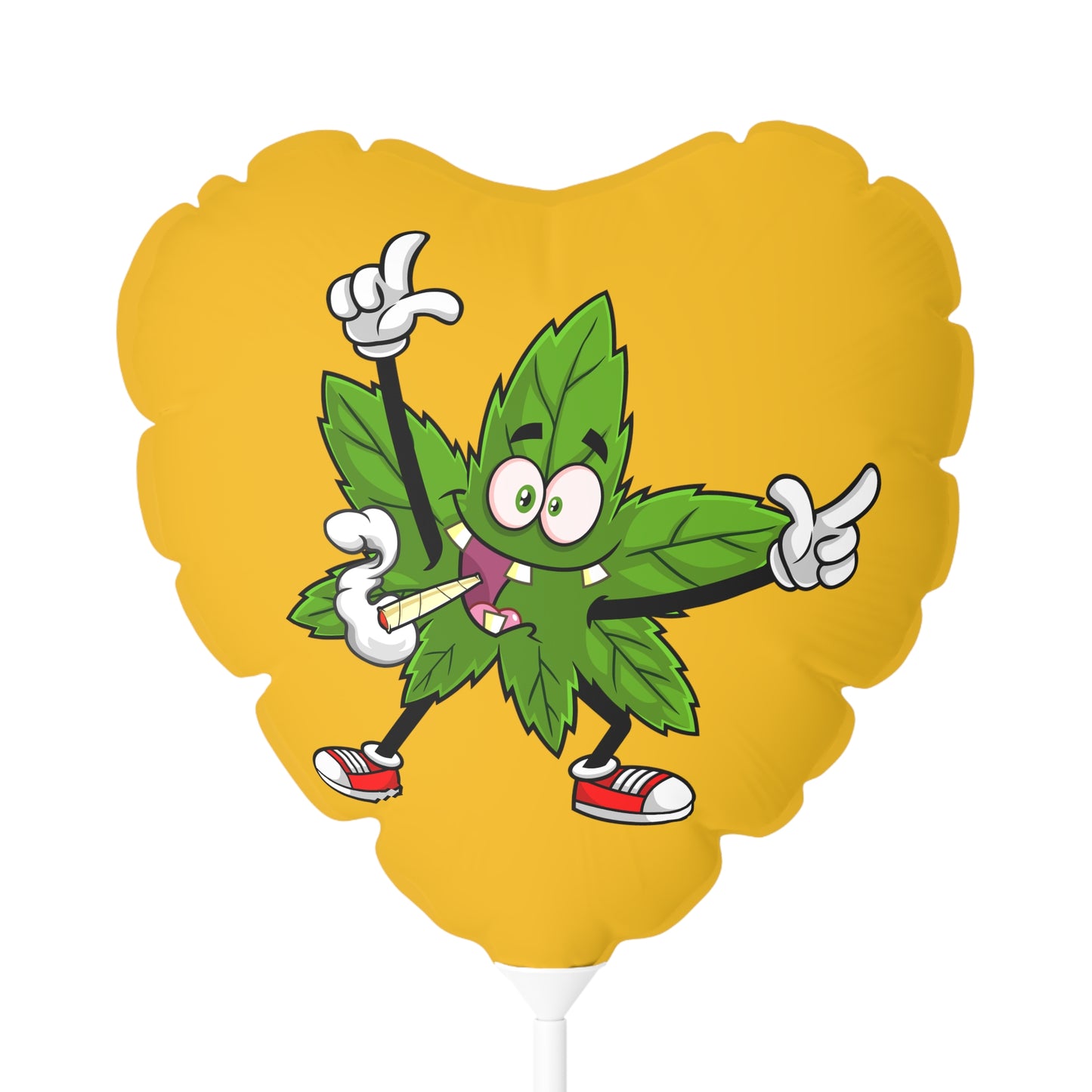 Marijuana Reggae Pot Leaf Man Smoking A Joint With Red Sneakers Style 3, Yellow Balloon (Round and Heart-shaped), 11"