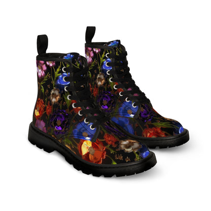 Bold & Beautiful & Metallic Wildflowers, Gorgeous floral Design, Style 7 Women's Canvas Boots