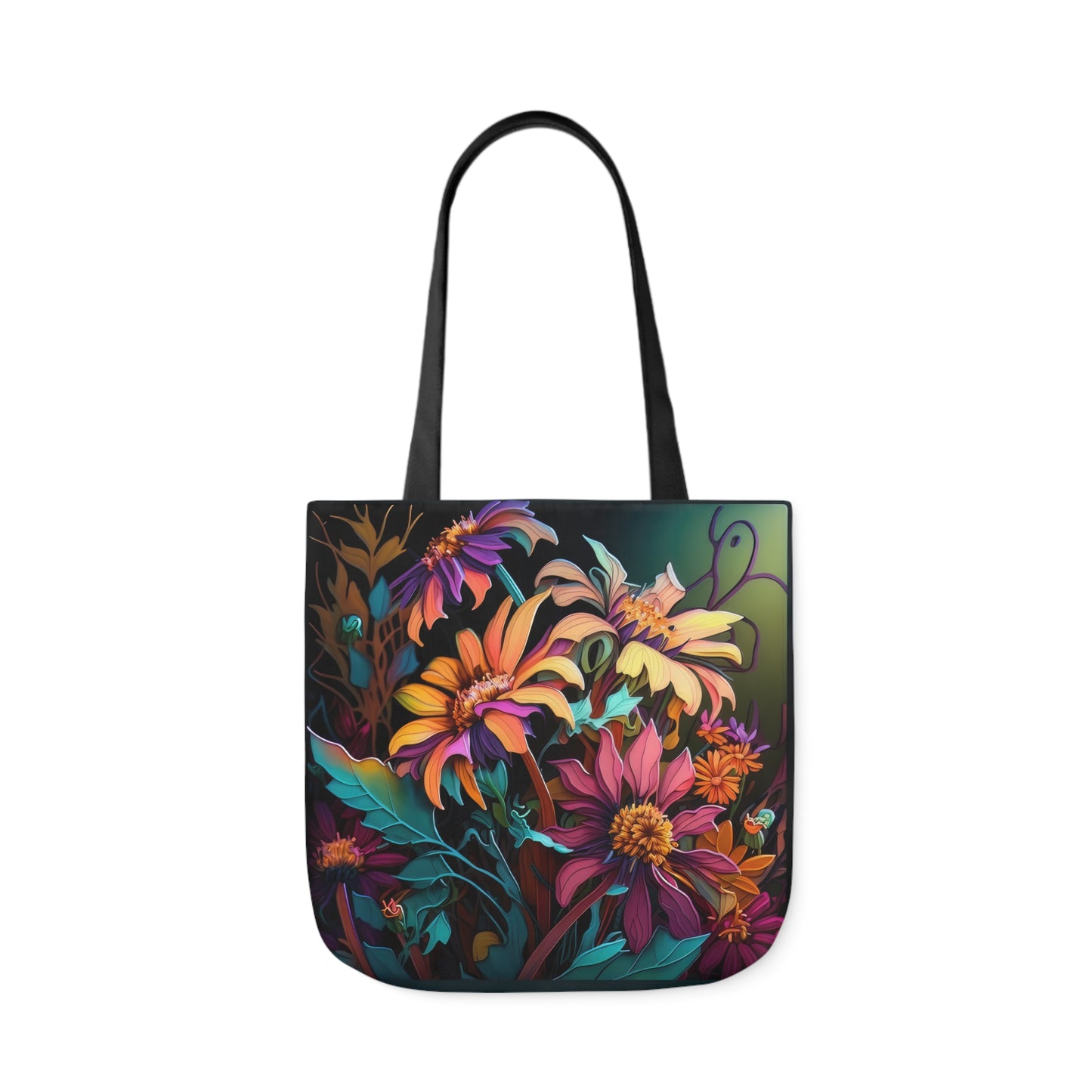 Bold And Beautiful Flowers Style Three Polyester Canvas Tote Bag (AOP)