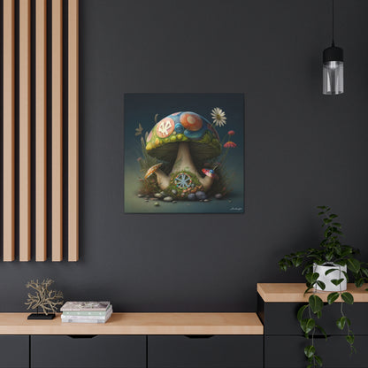 Beautiful Three Mushroom Colorful Uniquely Detailed 2 Canvas Gallery Wraps