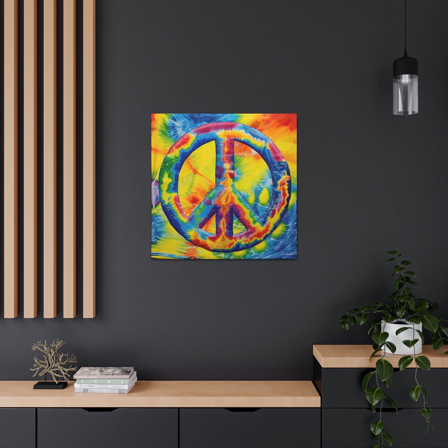 Coolio Tie Dye Hippie Peace Sign 4 Canvas Gallery Wraps